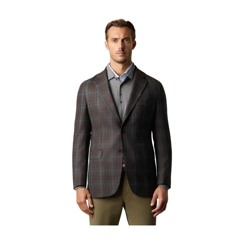 Brooks Brothers Men's Brown Blazers, 2XL, Checked Virgin Wool Blazer