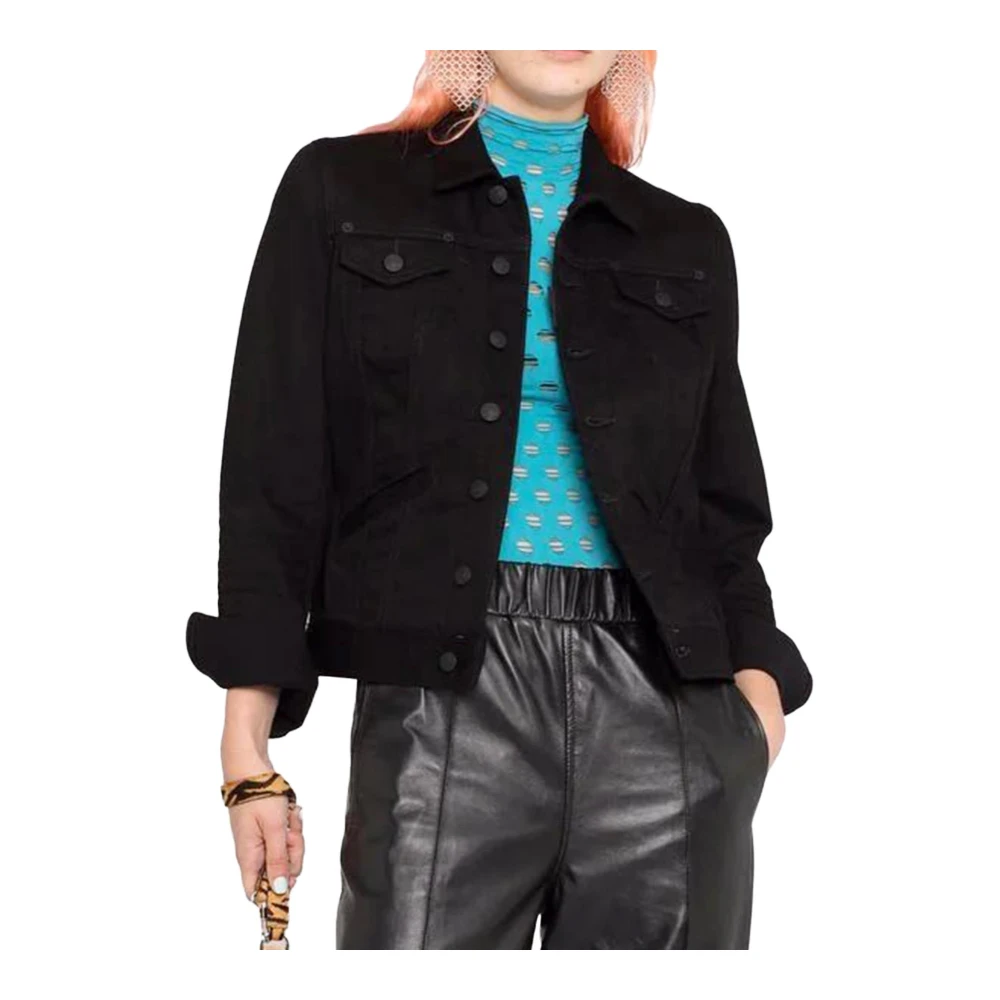 Dsquared2 Logo Denim Jack Made in Italy Black Dames