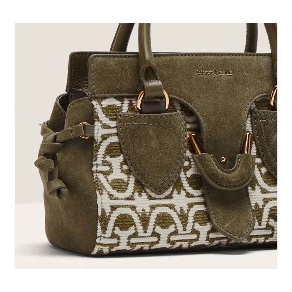 Coccinelle Groene leren handtas met elegante details Green Dames