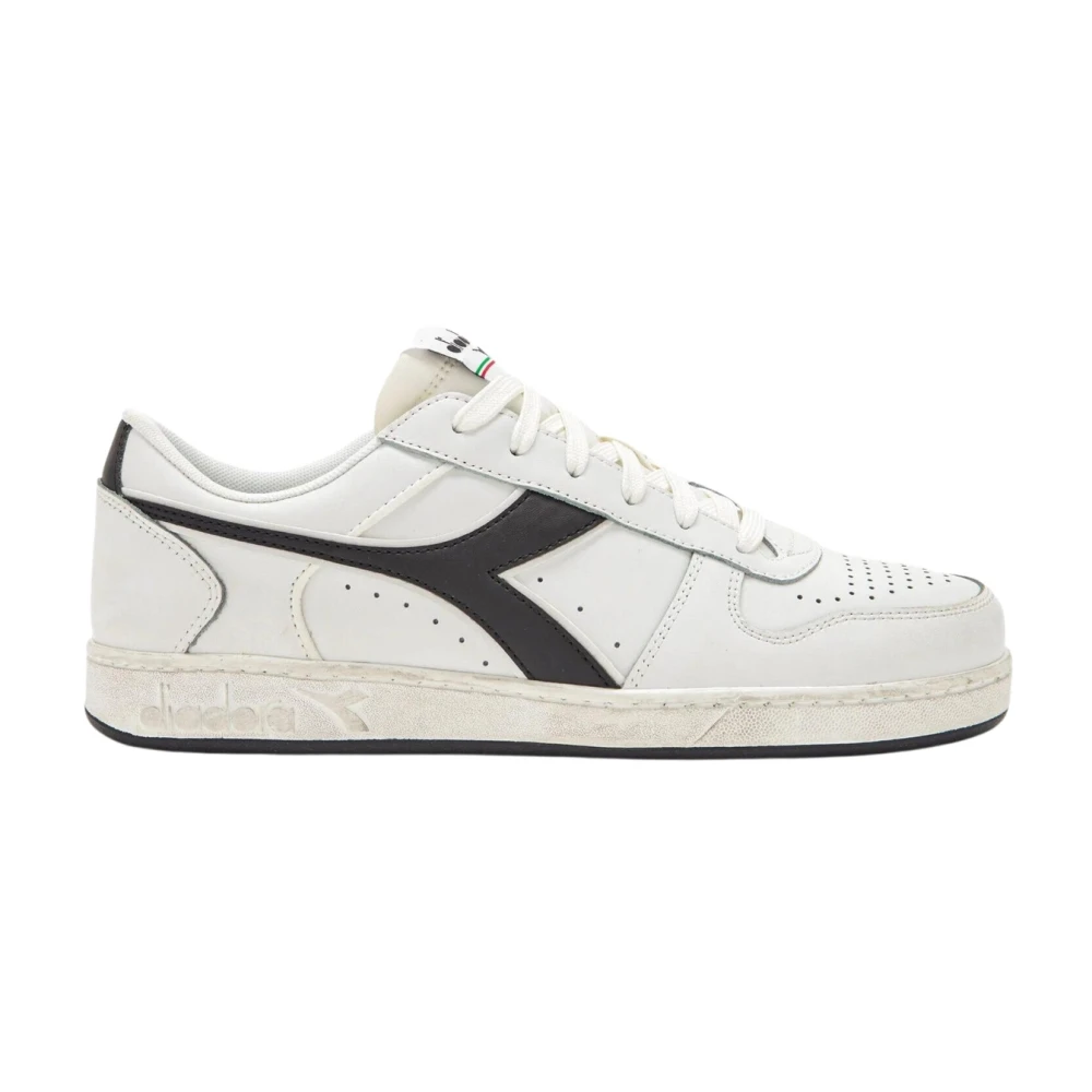 Diadora Men's White Sneakers, 8 Uk, Vintage Basketball Style Leather Trainers