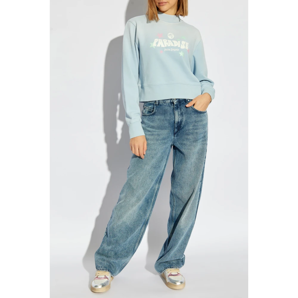 Palm Angels Sweatshirt met logo Blue Dames