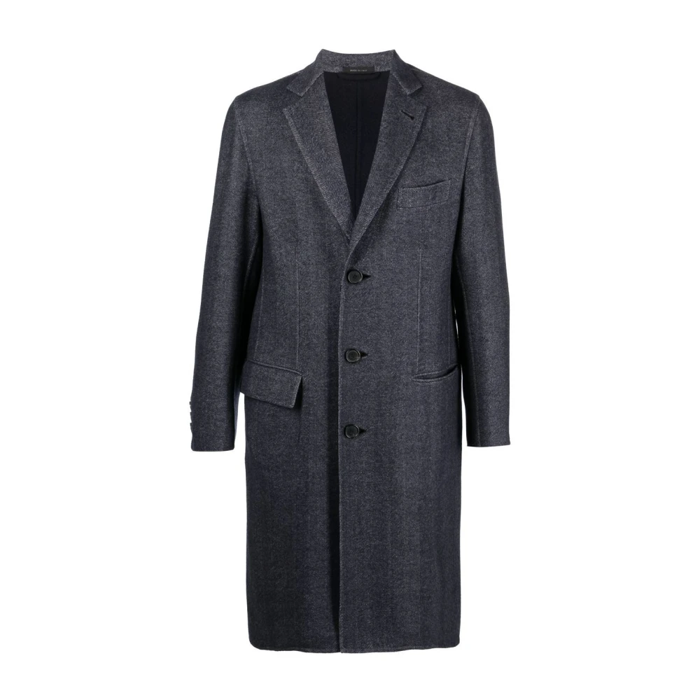 Brioni Blauwe Casual Overjas Solferino Dou Blue Heren