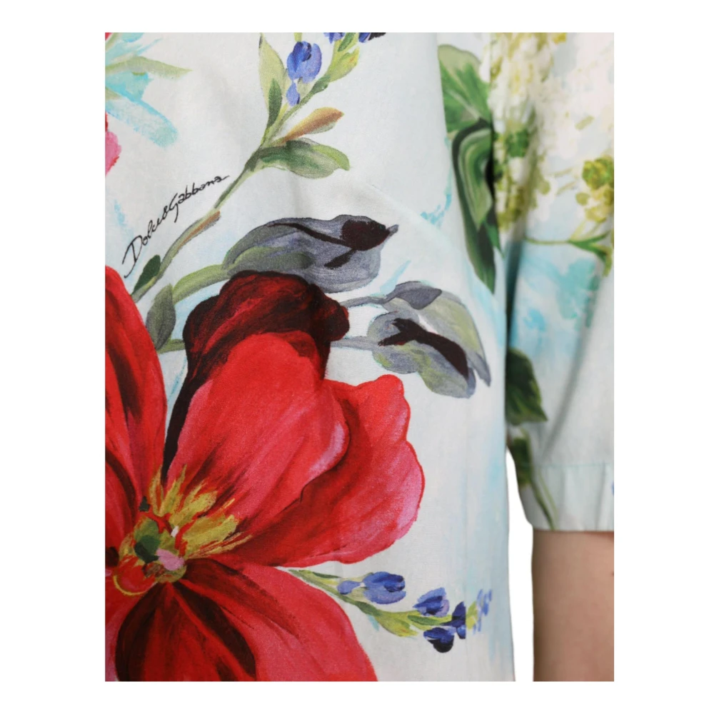 Dolce & Gabbana Blauw Bloemenprint T-Shirt Multicolor Dames