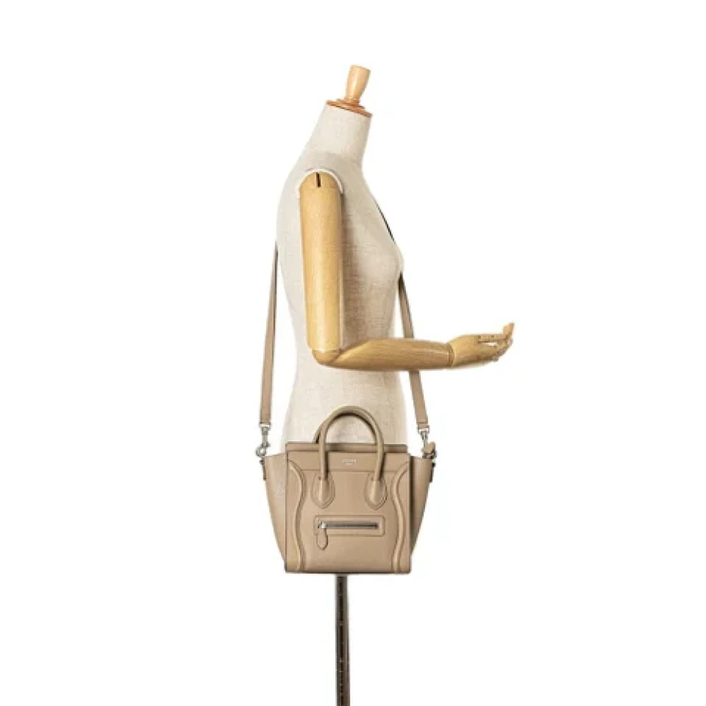 Celine Vintage Pre-owned Leather handbags Beige Dames