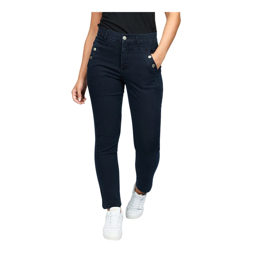 2-Biz Slim Fit Jeans Donkerblauw Blue Dames