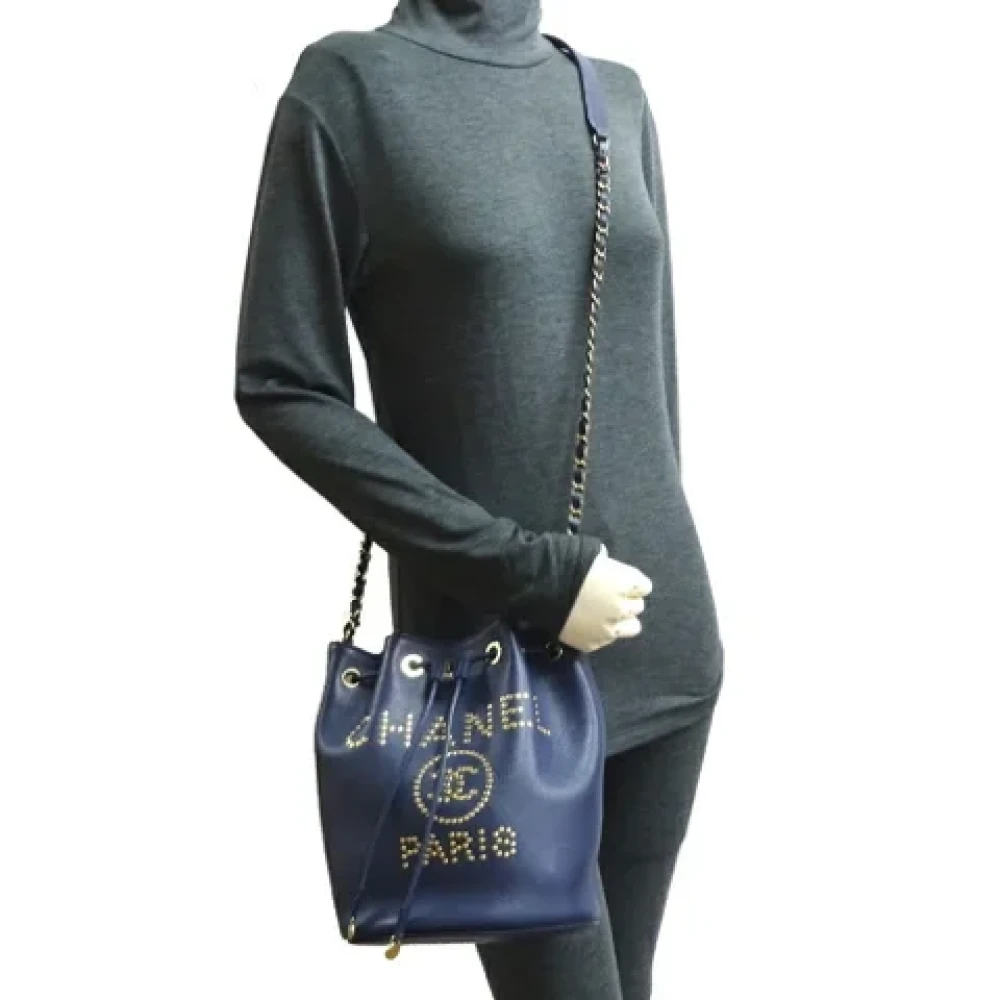 Chanel Vintage Pre-owned Leather chanel-bags Blue Dames