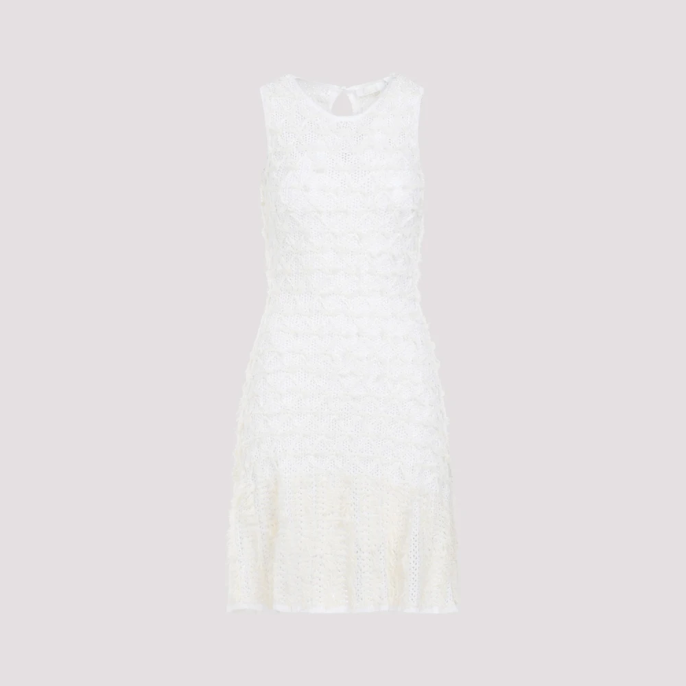 Chloé Nude Neutrals Jurk met Franjedetails White Dames