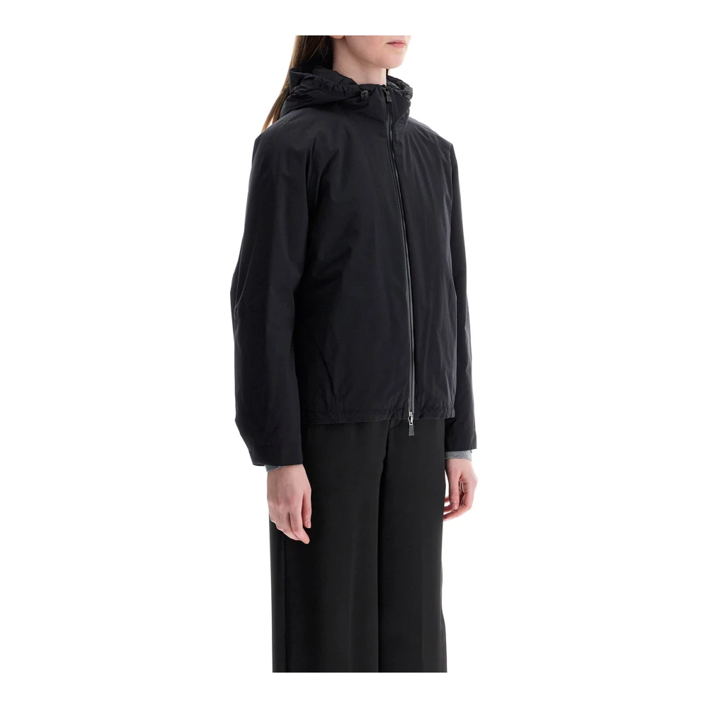 Herno Waterdichte korte jas met capuchon Black Dames