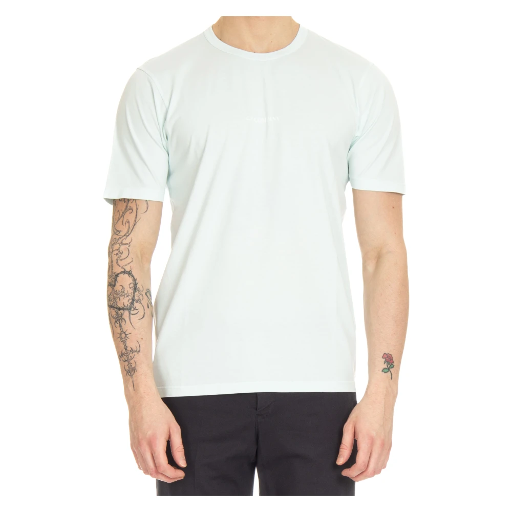 C.p. Company Men's Blue 24/1 Jersey Logo Label T-Shirt