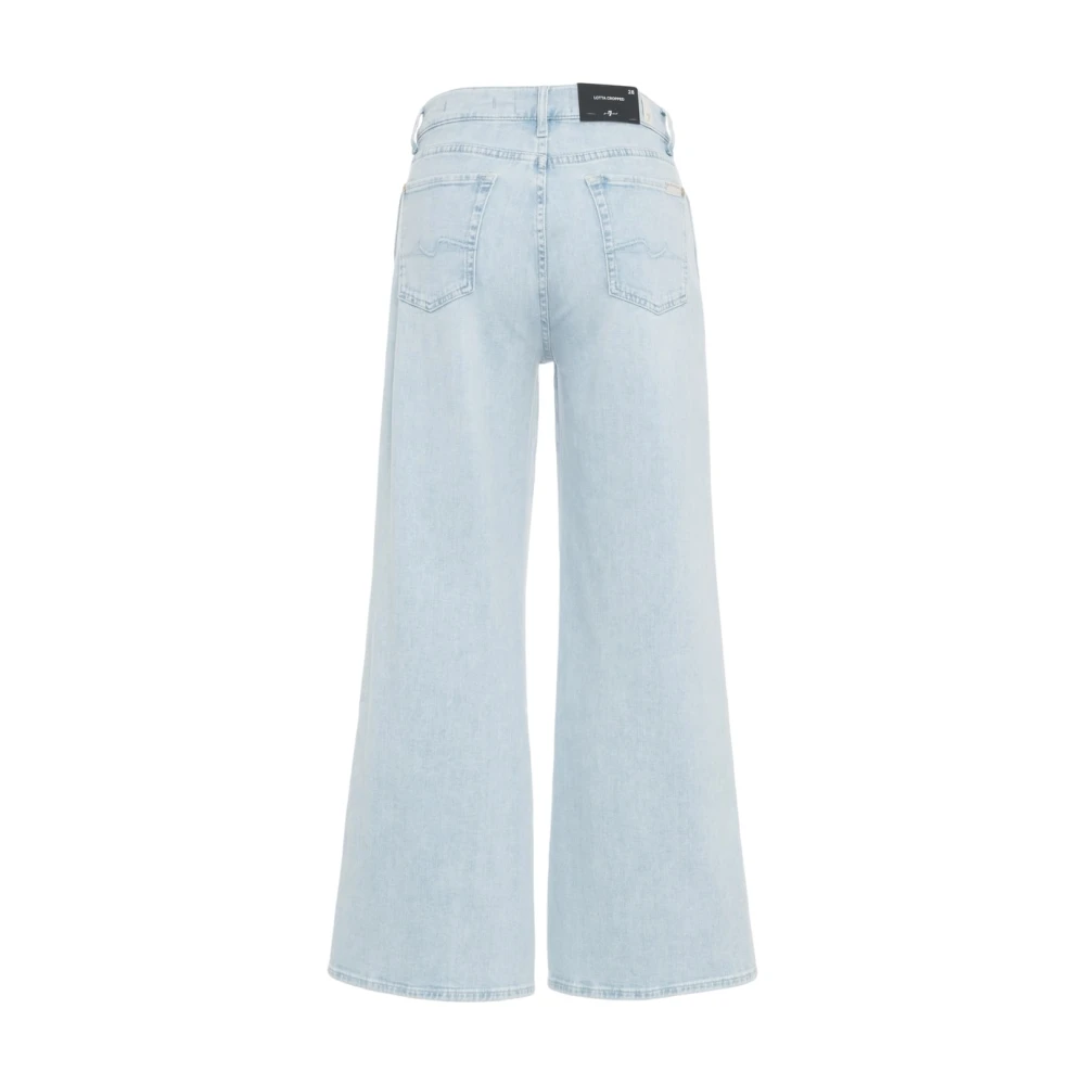 7 For All Mankind Hoge Taille Cropped Wijde Pijp Jeans Blue Dames