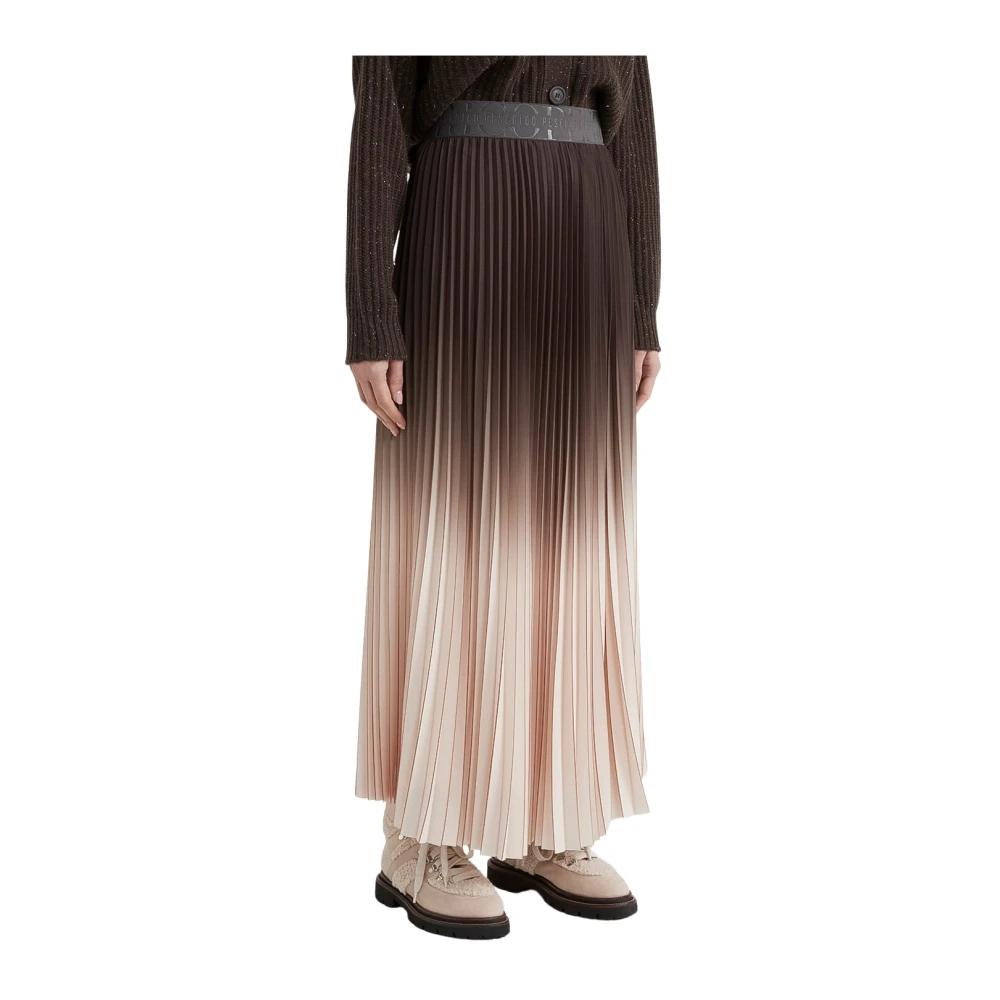 PESERICO Geplooide rok met elastische taille Brown Dames