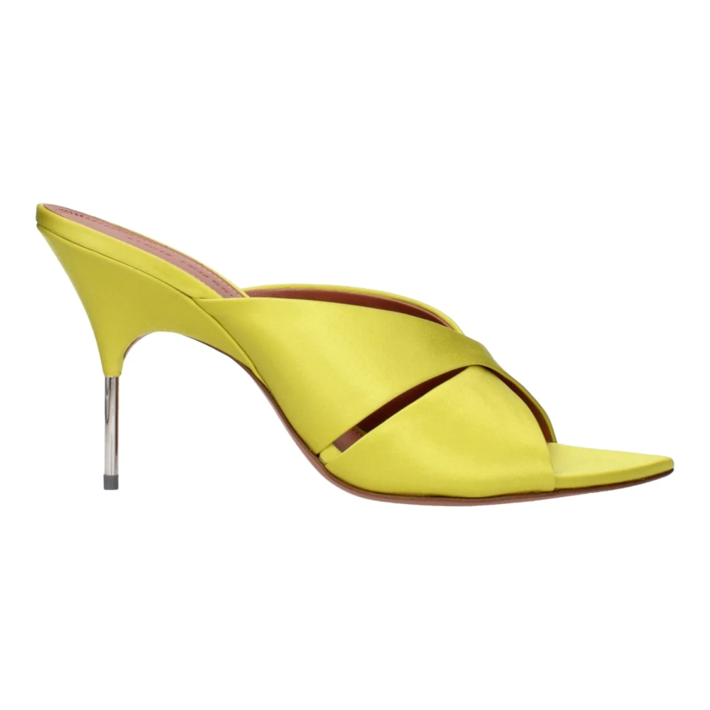 Amina Muaddi Women's Green Satin Stiletto Heels Sandals