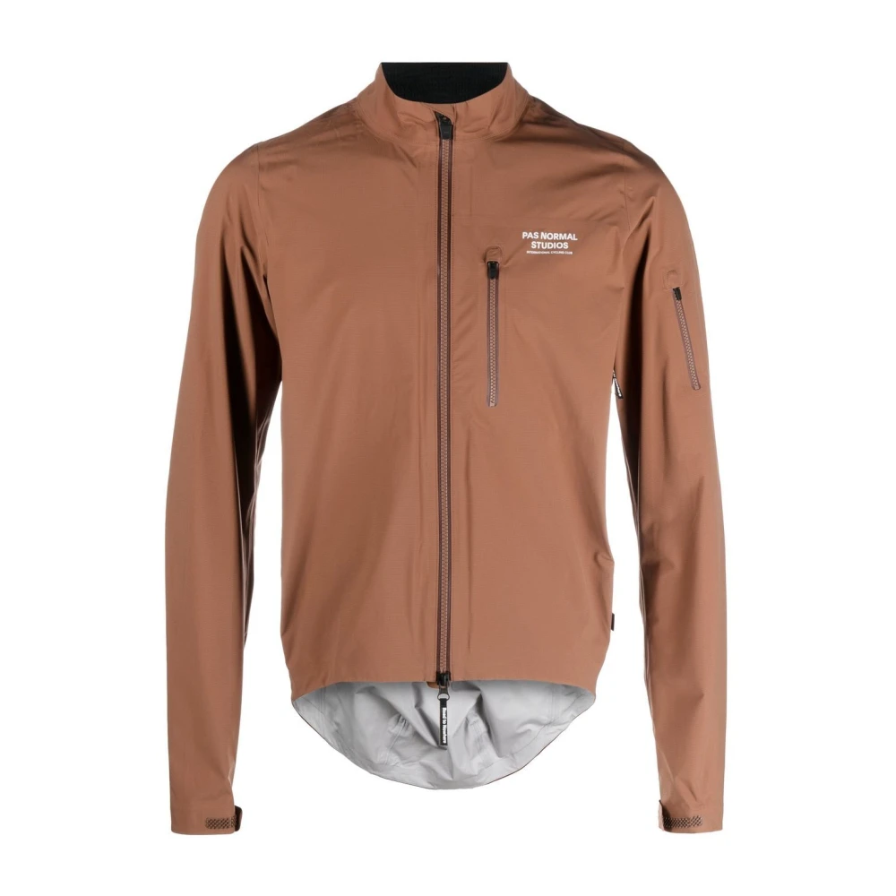 Pas Normal Studios Bruine Logo Print Rits Jas Brown Heren
