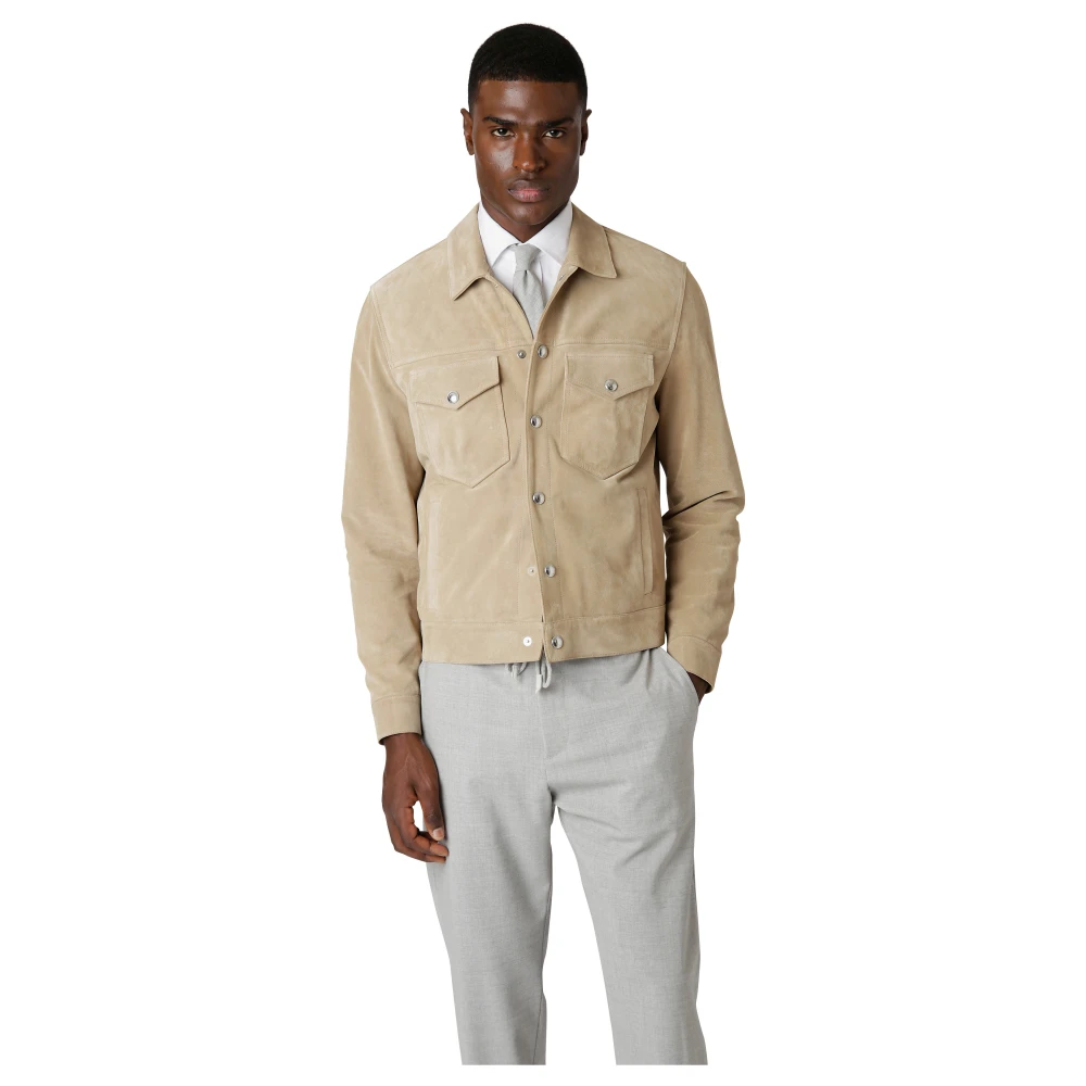 Eleventy Denim jack van Frans suède Beige Heren