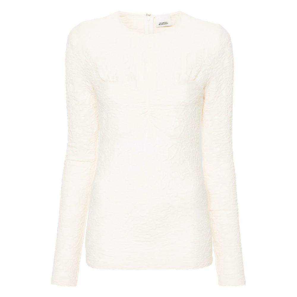 Isabel marant Jacquard Top met Ruches en Ruches Beige Dames
