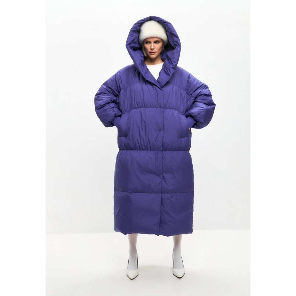 Cesare Gaspari Oversized Puffer Coat Violet Purple Dames