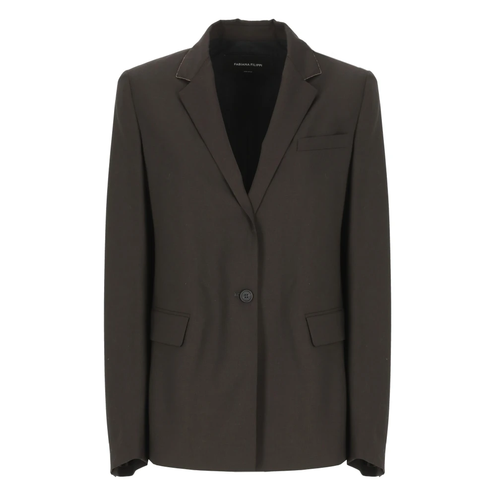 Brun ull blazer med peak revers