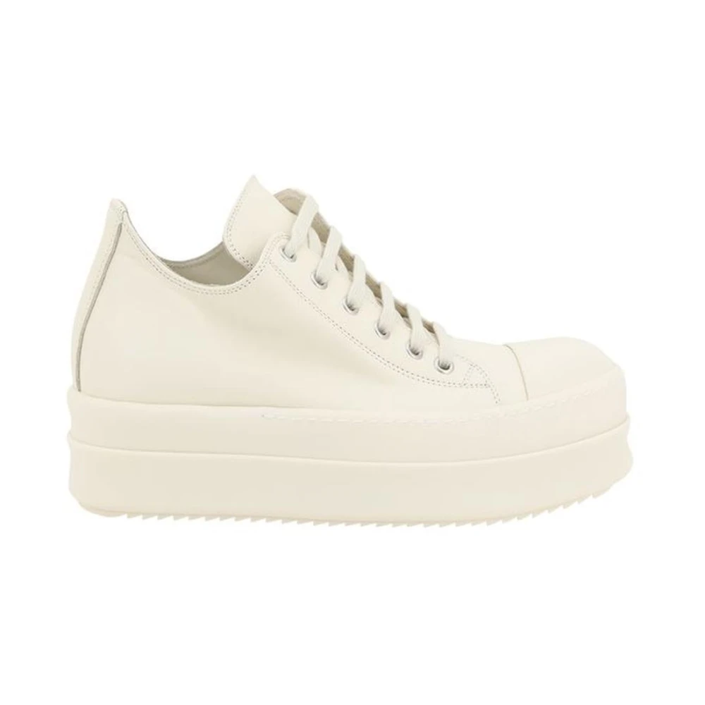 Rick Owens Läder Platform Sneakers med Snörning White, Dam