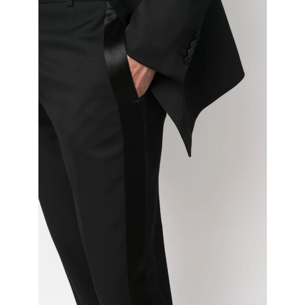 alexander mcqueen Zwarte zijden paneel op maat gemaakte broek Black Heren