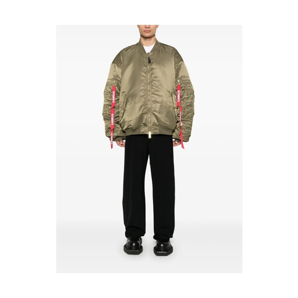 Vetements Khaki Gewatteerde Cargo Jas Omkeerbare Stijl Green Heren