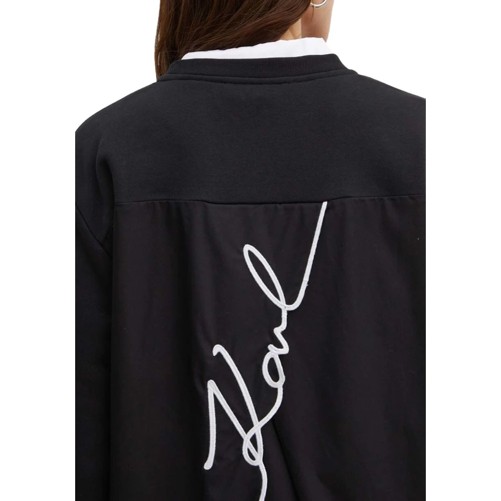 Karl Lagerfeld Sweatshirt poplin mix sweat met handtekening 08k245w1814 Black Dames