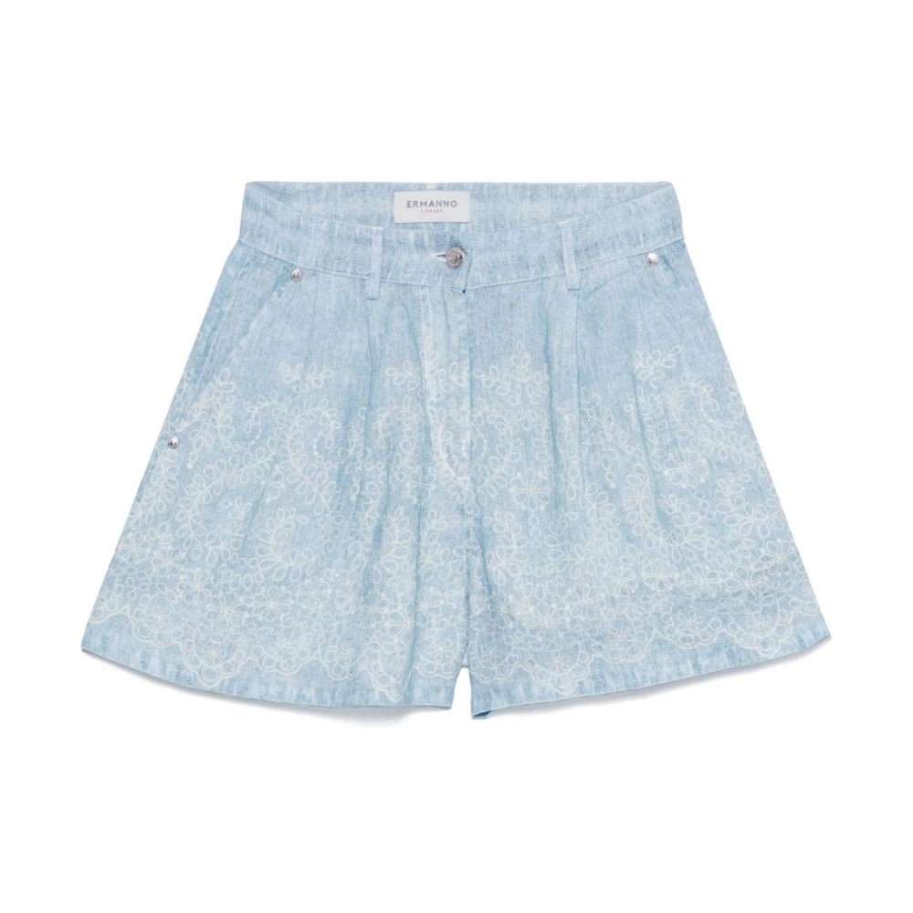 Ermanno Scervino Heldere Blauwe Geplooide Shorts Blue Dames