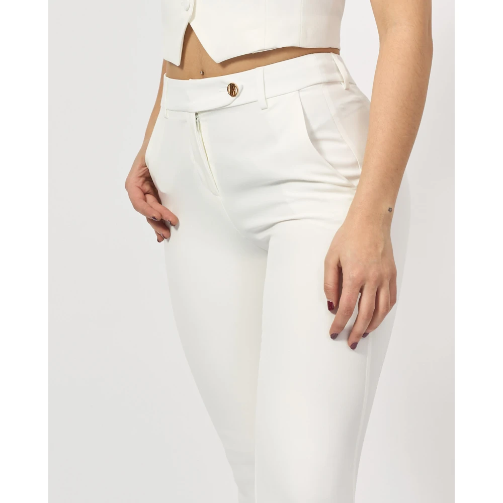 Fracomina Witte Bootcut Broek met Zakken White Dames