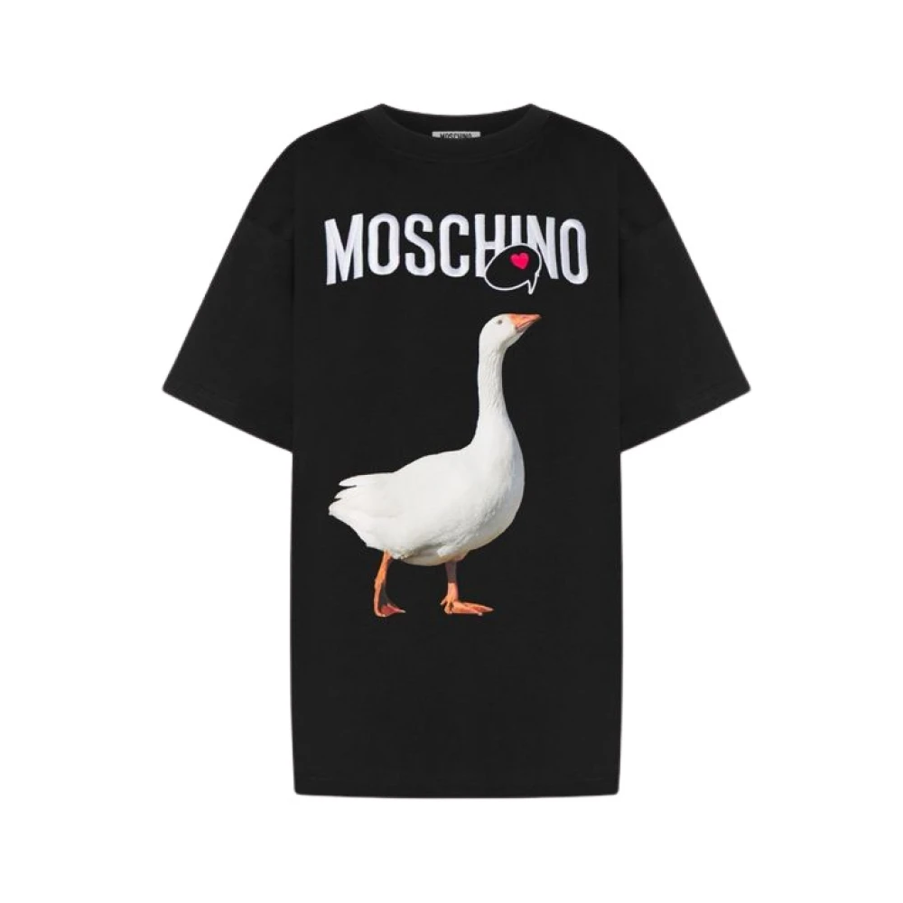 Moschino Unisex Black T-Shirts, Xl, Goose Cotton Jersey T-Shirt
