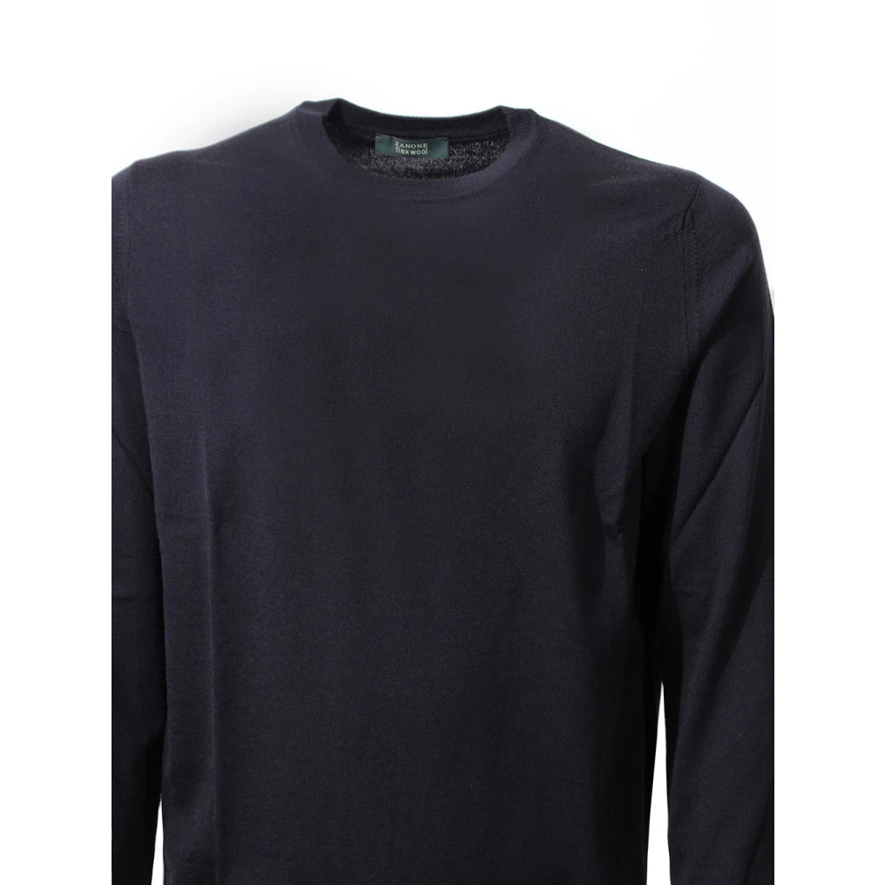 Zanone Blauwe Wol Crew Neck Sweater Blue Heren