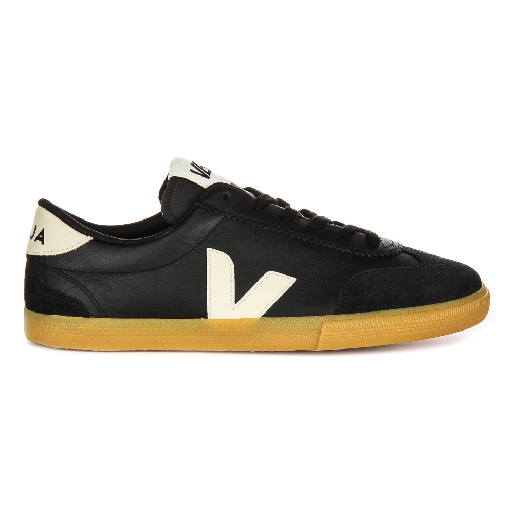 Veja Men's Black Sneakers, 6 Uk, White Volley Leather Trainers