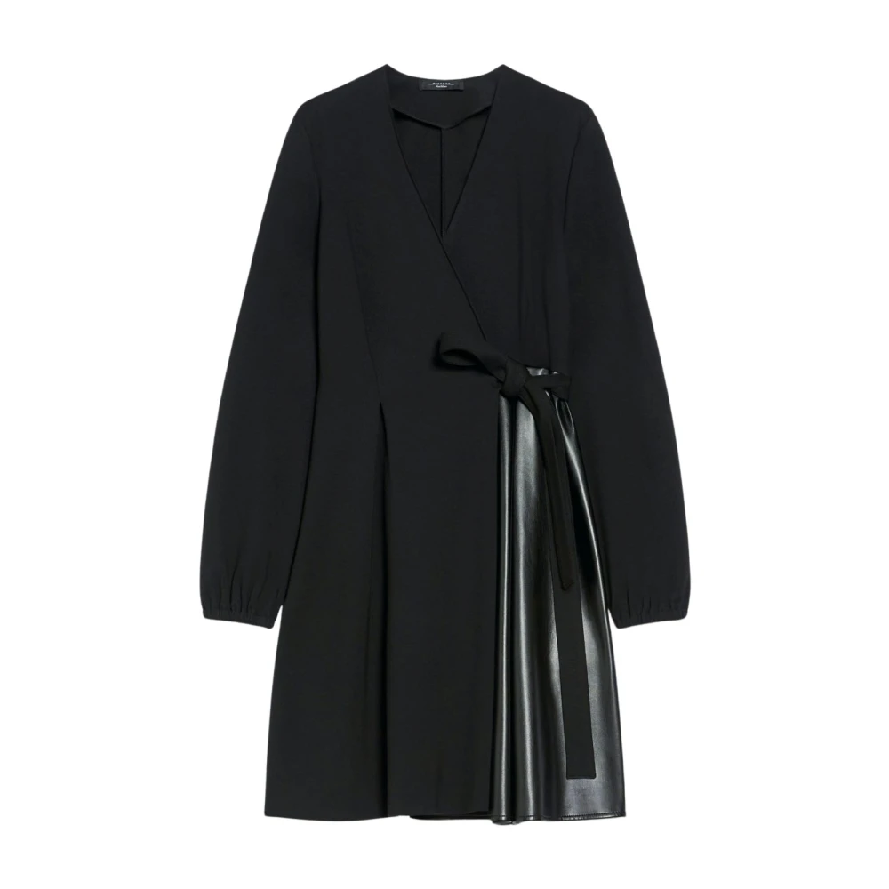 Max Mara Weekend Elegant Silhuett Klänning med Imiterat Läderkjol Black, Dam