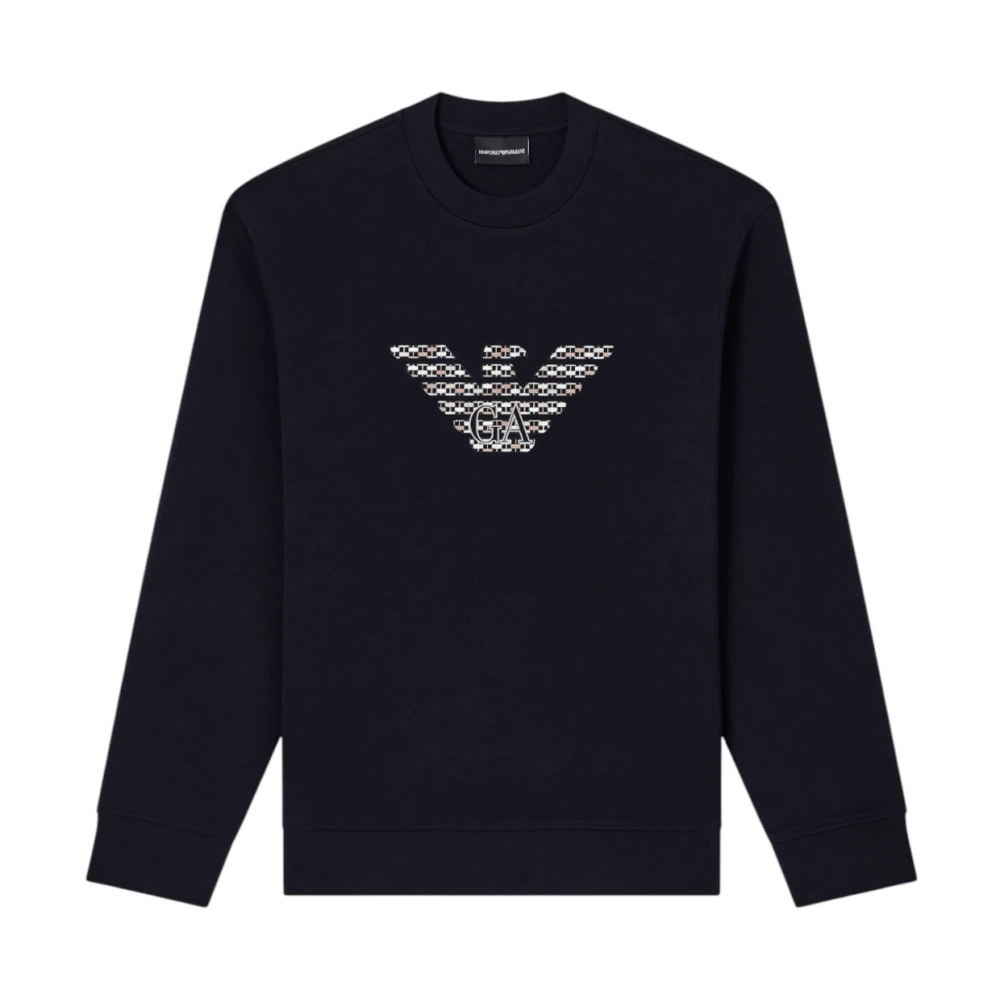 Emporio Armani Men's Blue Sweatshirts, Xl, Crewneck Sweatshirt