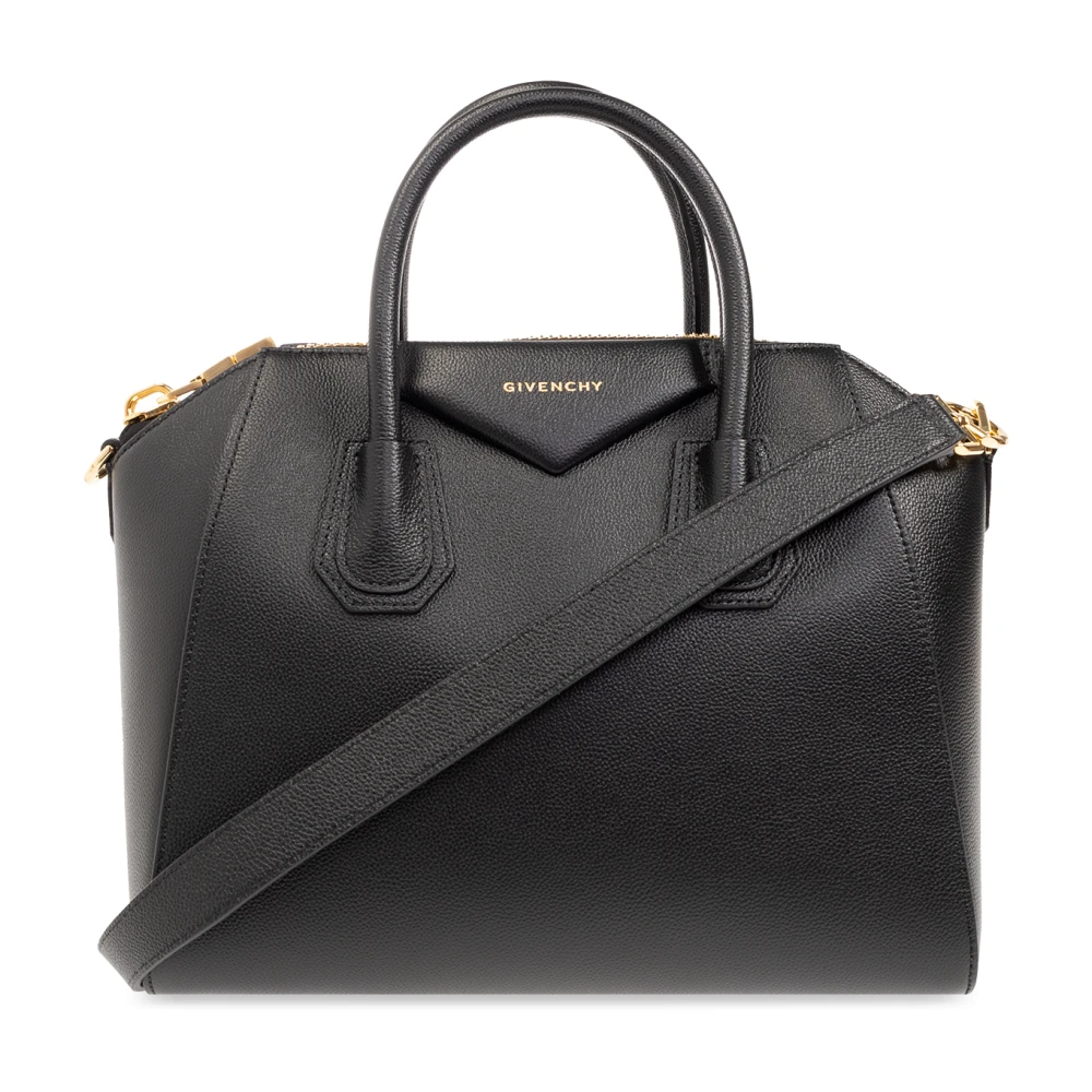 Givenchy Zwarte Leren Tas met Gouden Details Black Dames