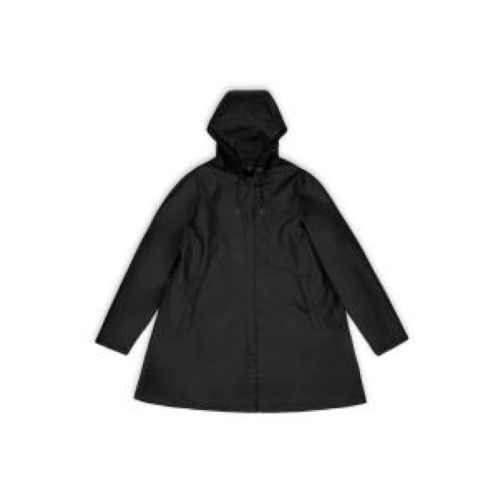 Rains Women's Black Parkas, Xs, A-Line W Jacket