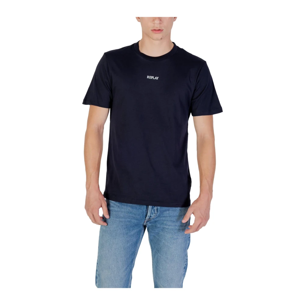 Replay Camiseta De Manga Corta Con Cuello Redondo Estampada Tops Hombre Azul 2XL Camiseta De Manga Corta Con Cuello Redondo Estampada