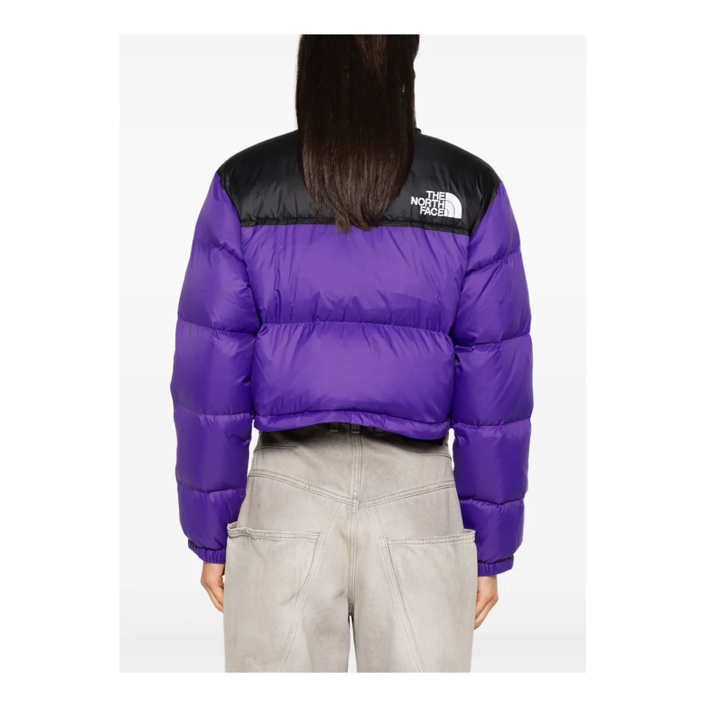 The North Face Cropped Nuptse Puffer Jas Purple Dames