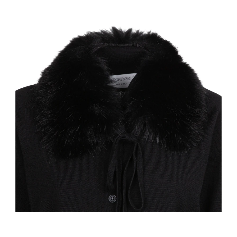 SPORTMAX Zwarte Afneembare Kraag Wollen Vest Black Dames