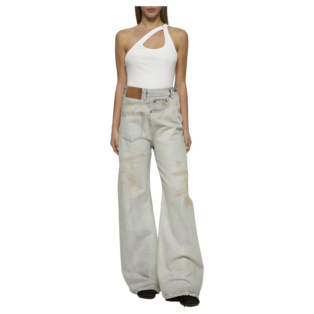 MM6 Maison Margiela Beige Top met Afneembare Schouderband White Dames