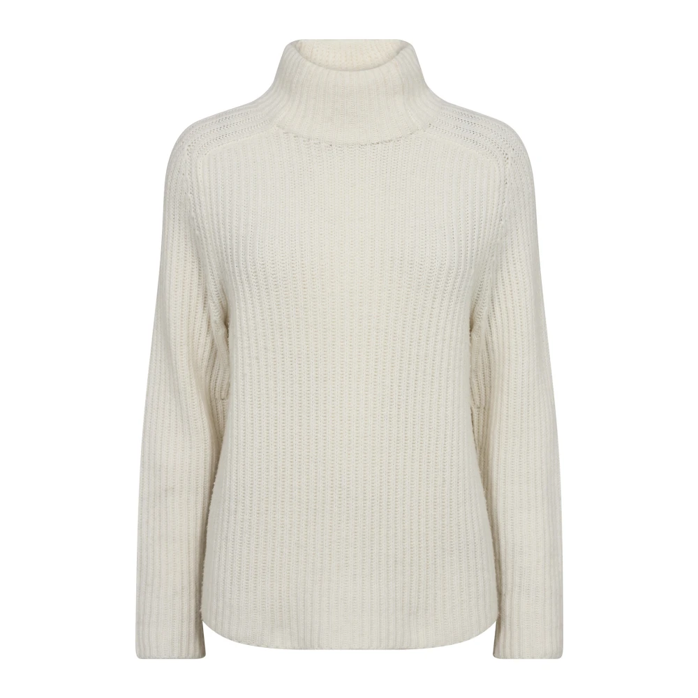 MOS MOSH Hoge Hals Gebreide Trui Ecru Beige Dames