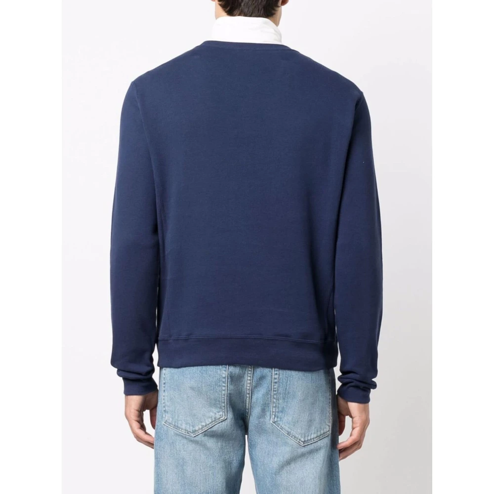 Saint Laurent Blauwe Slim Fit Sweatshirt met bedrukt logo Blue Heren