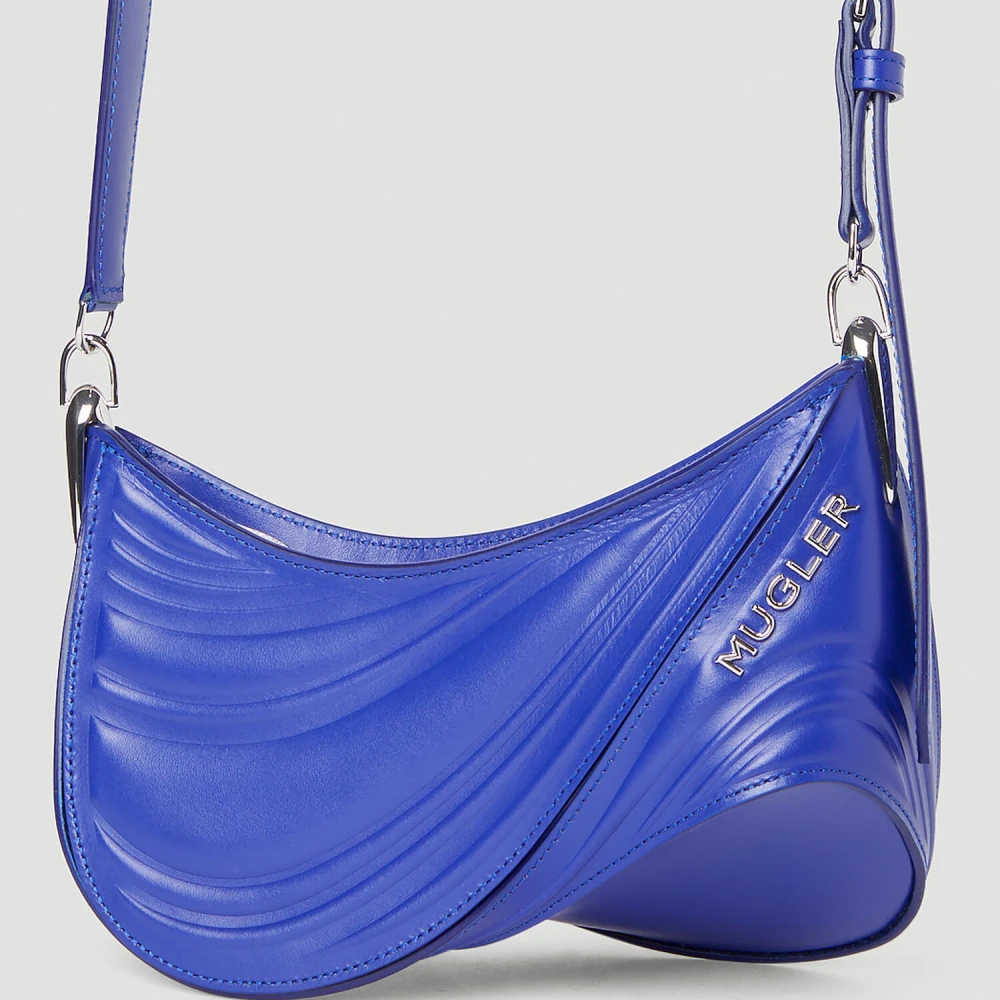 Mugler Spiral Curve Schoudertas Blue Dames