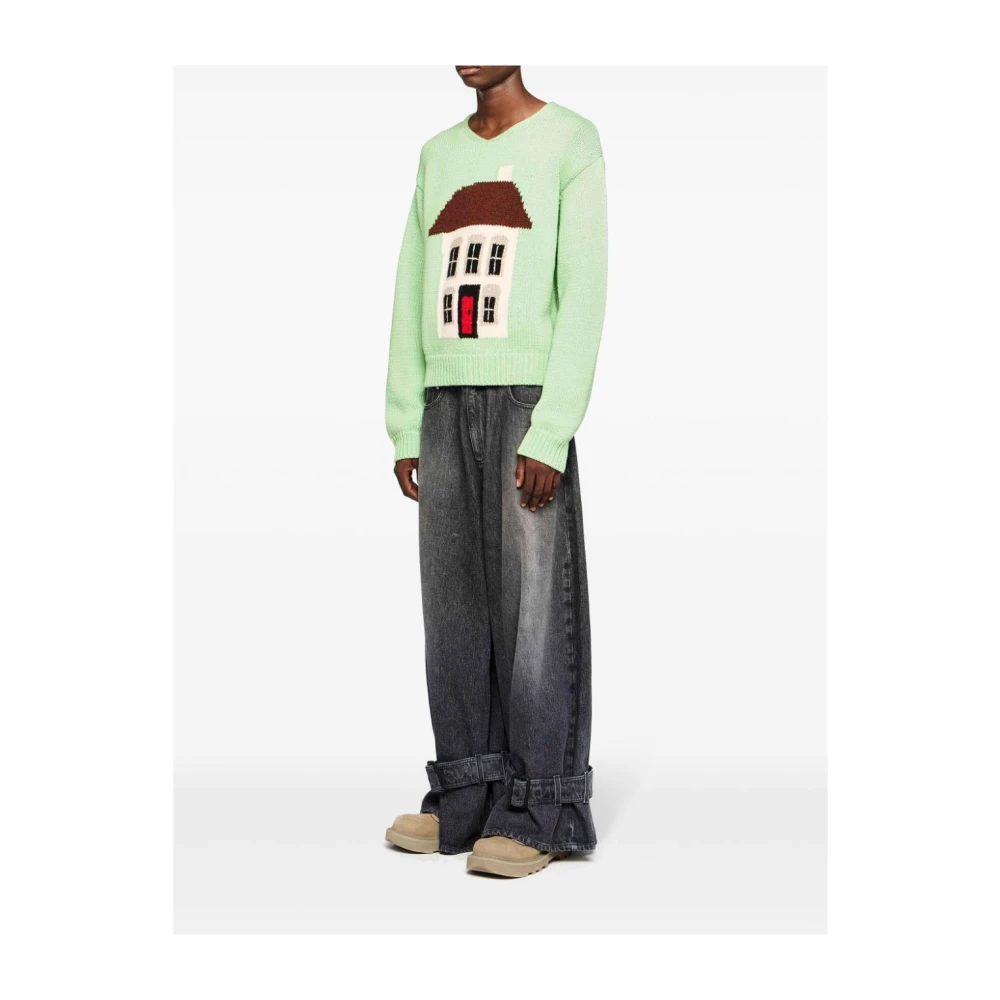 JW Anderson Groene Sweater met Huis Motief Green Heren