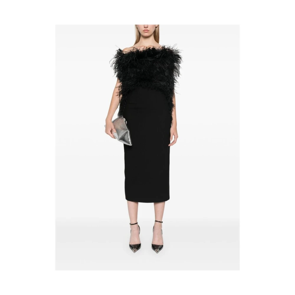 SPORTMAX Verenafgewerkte zwarte jurk vierkante hals Black Dames