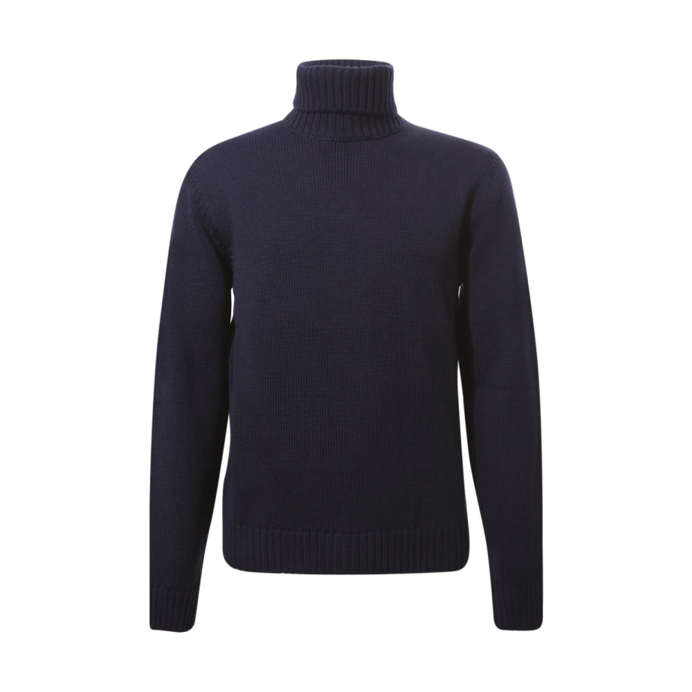 Zanone Blauwe Merinowol Coltrui Trui Blue Heren