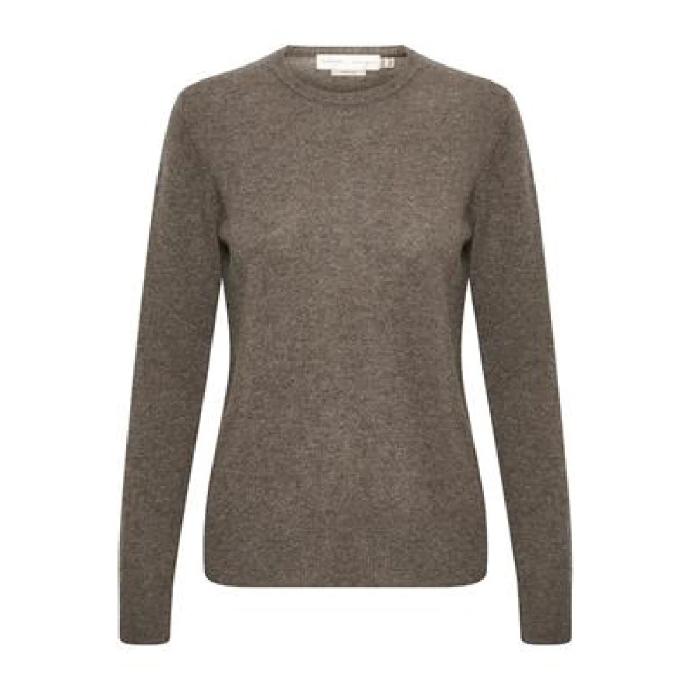 Brun Melange Crew-Neck Cashmere Pullover