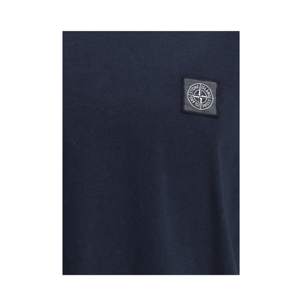 Stone Island Monogram Patch Katoenen T-shirt Blue Heren