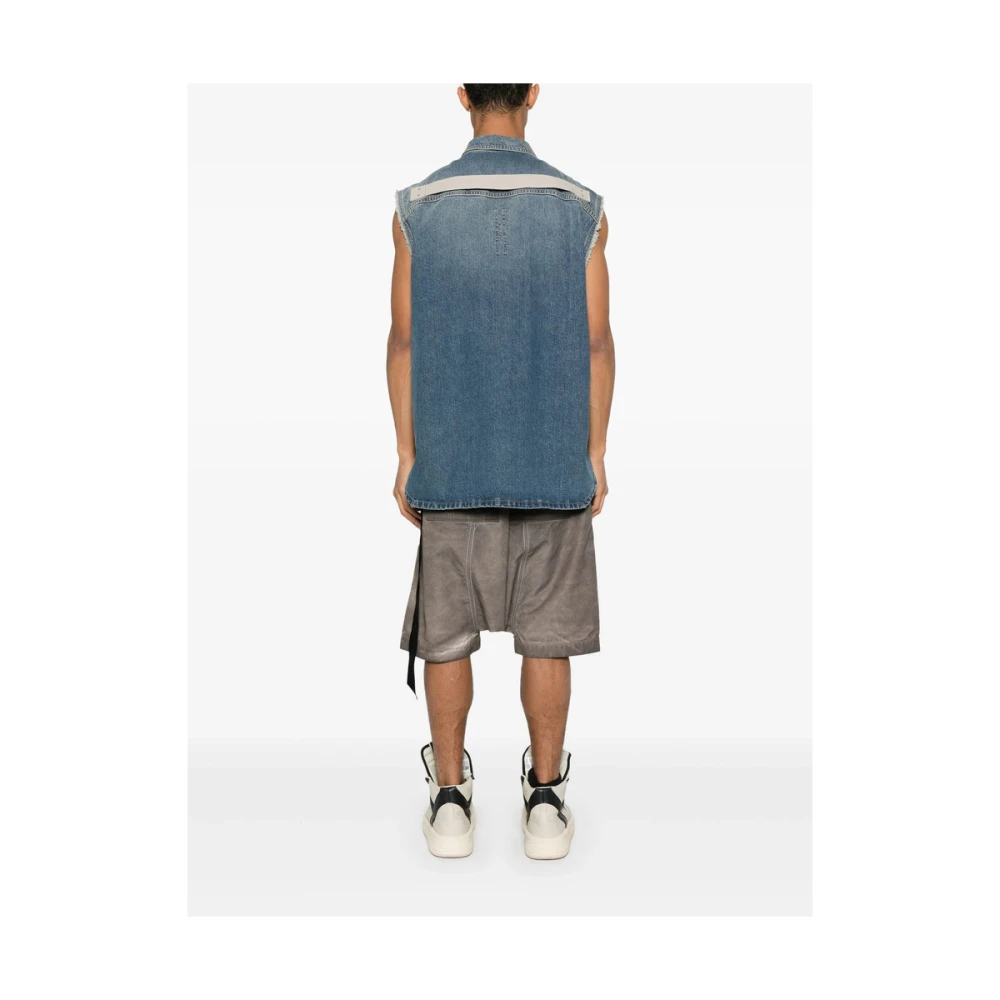 Rick Owens Donkere Schaduw Buitenkleding met Banddetail Blue Heren
