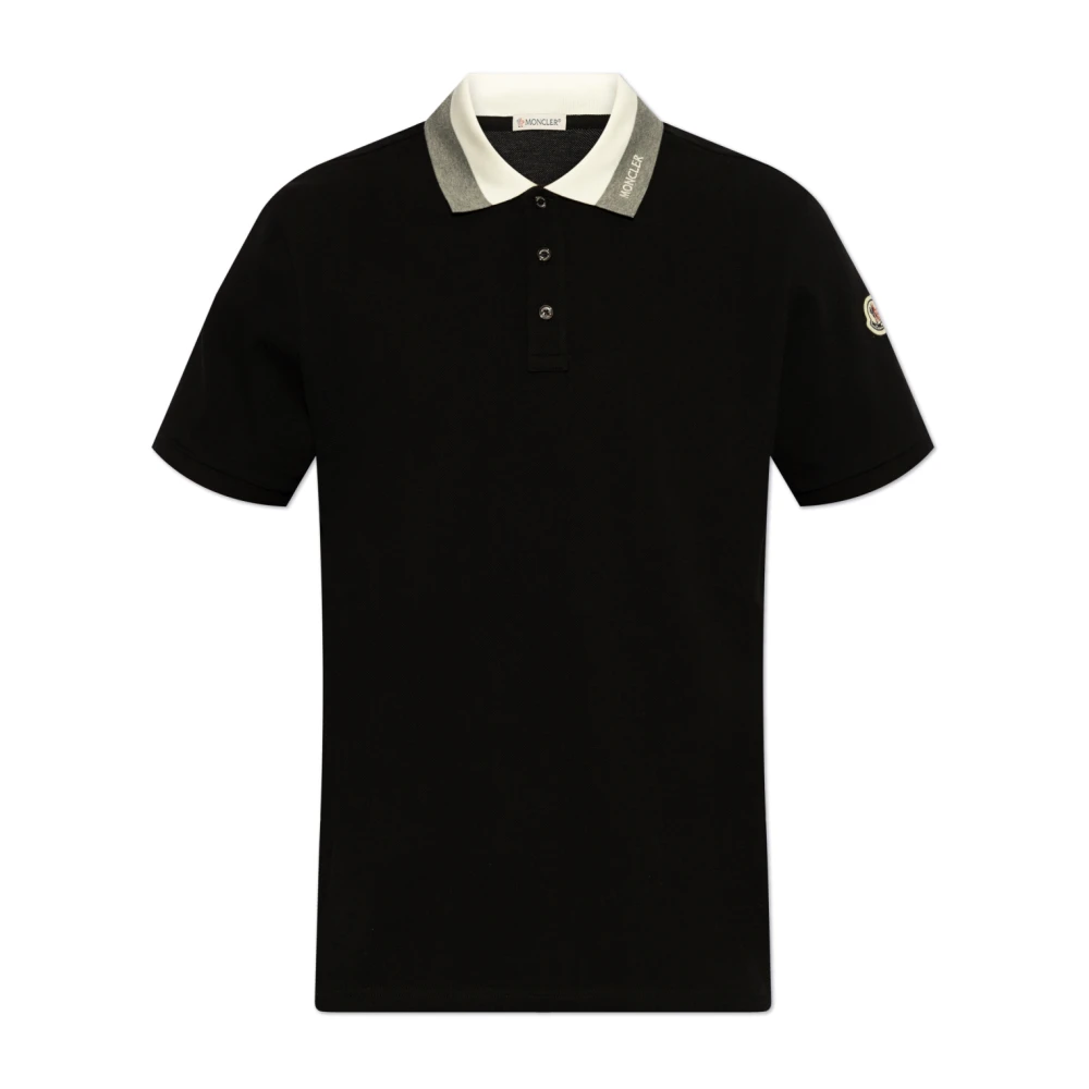 Moncler Katoenen polo met logo Black Heren