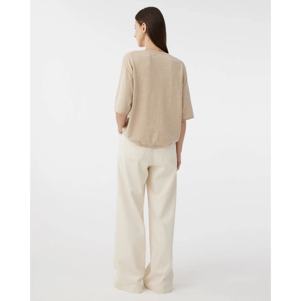 Knit-ted Merle T-shirt in gebreide stijl Beige Dames