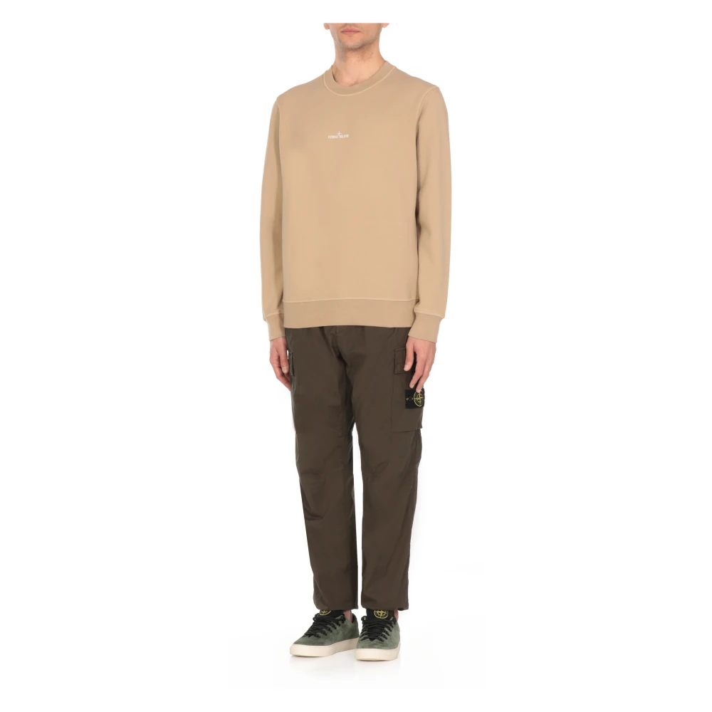 Stone Island Beige Katoenen Sweatshirt met Logoprint Beige Heren